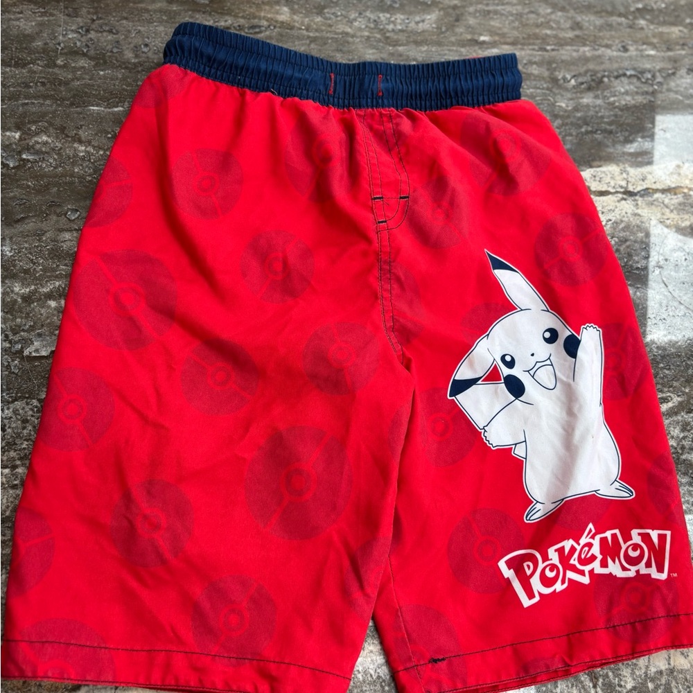 Pokemon Red Swim Trunks with Pikachu